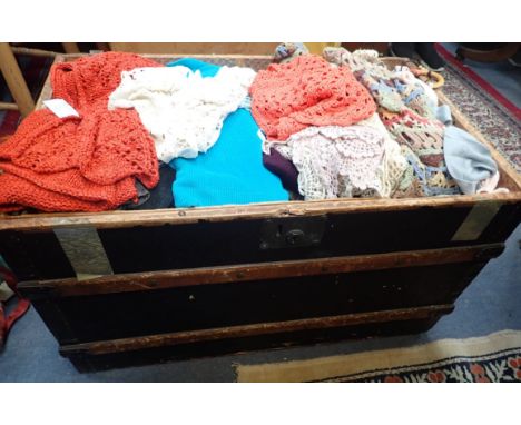 ASSORTED VINTAGE CLOTHES to include, skirts, trousers, jumpers in an open topped trunk