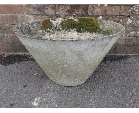A MODERNIST GARDEN PLANTER IN THE MANNER OF WILLY GUHL composition, of cone form, with detachable bottom 31cm high, 53cm dia 