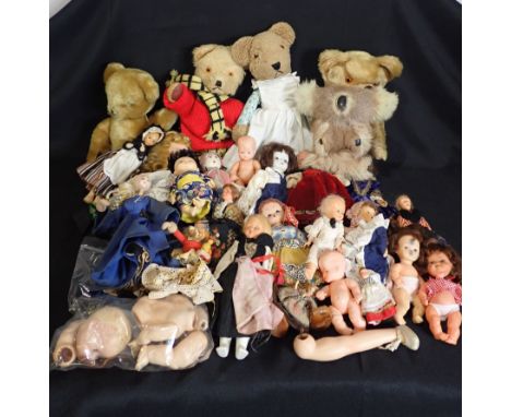 A MOHAIR ‘RUPERT BEAR’ and a quantity of mixed teddy bears and dolls 