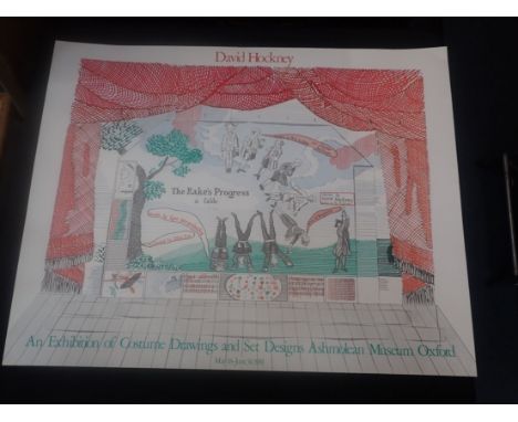 DAVID HOCKNEY: 'THE RAKE'S PROGRESS', A POSTER produced for the Ashmolean for an exhibition of costumes and set designs, 1981