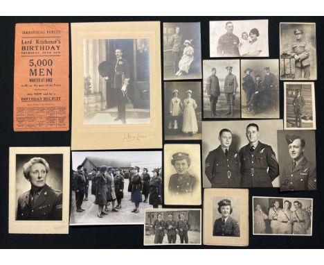 WW1 British Lord Kitchener's Birthday Recruiting pamphlet plus other WW1 British photographs inc portrait photo of J Drury-Lo