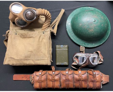 WW2 British MKII Steel Helmet, chinstrap lugs dated 1938, size 6 3/4 liner by "CS &amp; W Co" dated 1939, repainted green to 