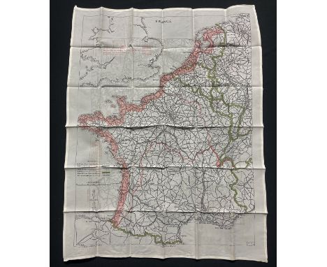 WW2 British Escape and Evasion Map of France &amp; Germany Code 9C(a) / 9U/R. 