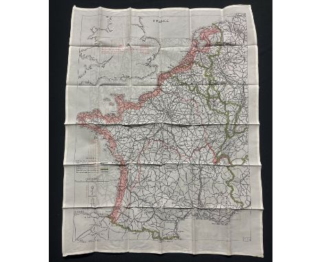 WW2 British Escape and Evasion Map of France &amp; Germany Code 9C(a) / 9U/R. 