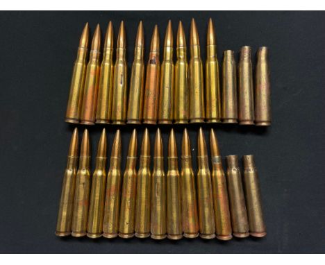 WW2 US .50 Cal INERT &amp; FFE Rounds. A collection of 21 complete inert rounds and 5 empty cases. All are ground dug and hav