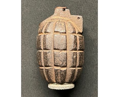 WW1 British No5 Mills Grenade. INERT &amp; FFE. Baseplate marked No.5 MkI and dated 9/15. Maker marked "Barber &amp; Sons, We