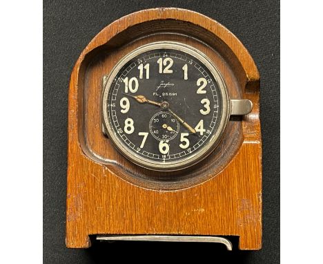 WW2 Third Reich Luftwaffe Junghans radio operators clock FL25591. Black dial with luminous Arabic numerals. Separate seconds 