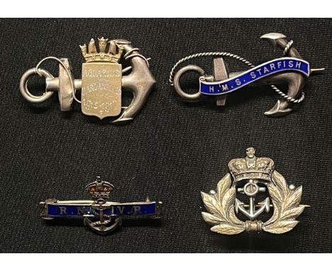 WW1 British Royal Navy Sweetheart collection: HMS Starfish Sweeheart Brooch in hallmarked silver, Birmingham 1917. Blue ename