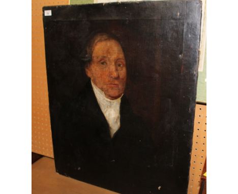 A late 18th century oil painting, portrait of a man with white collar, canvas, 76 cm x 63 cm, unframed.   CONDITION REPORT: T