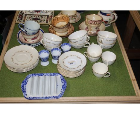A group of 19th century and later ceramics, including two Allerton's jugs, some puce lustre decorated tea wares, a Royal Doul