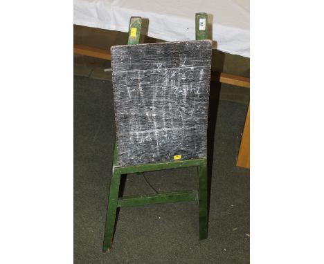 A vintage green painted child's easel chalk board, 93 cm high. CONDITION REPORT: Marks and scratches throughout the frame wit