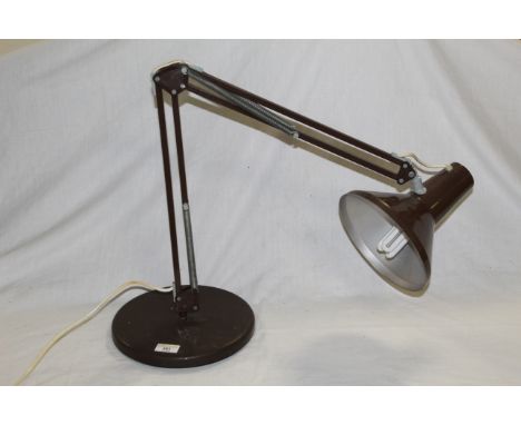 A Danish Maxam brown painted angle poise lamp.  Generally larger than usual proportions. CONDITION REPORT: Some minor flaking