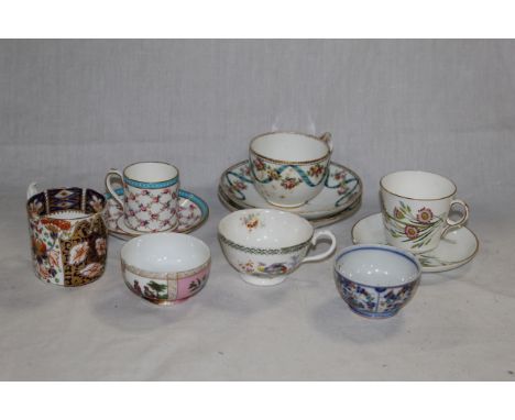 A 19th century Derby porcelain Imari pattern coffee cup decorated in the typical palette and designs with shaped handle, sold