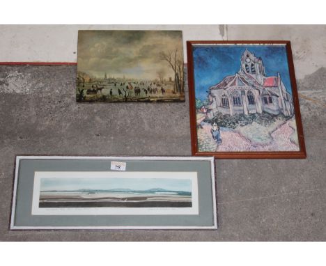 Susan H Glassford, coloured etching, "Cumbrian Fells from Grune Point", 3/25, signed and dated 1986 in limed frame and glazed
