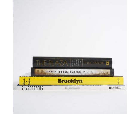 This collection of four hardcover books explores the architectural and cultural landscape of New York City. The Plaza: The Se