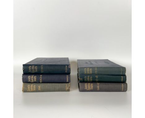 A collection of six vintage editions of Jane's Fighting Ships, the authoritative reference series documenting the world's nav