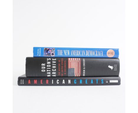 A collection of three hardcover books exploring the foundations, documents, and figures of American history and democracy. Ou