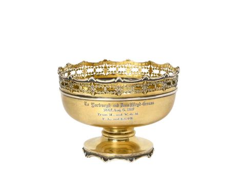 A George V Silver-Gilt Rose-Bowl,  by William Hutton and Sons, Birmingham, 1913 shaped tapering circular and on spreading foo