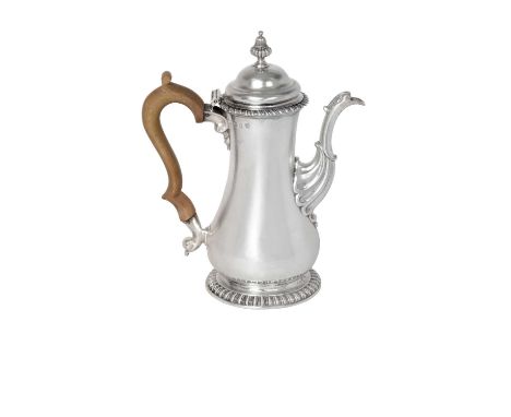 A George II Silver Coffee-Pot,  by Thomas Whipham and Charles Wright, London, 1758 pear-shaped and on spreading gadrooned foo