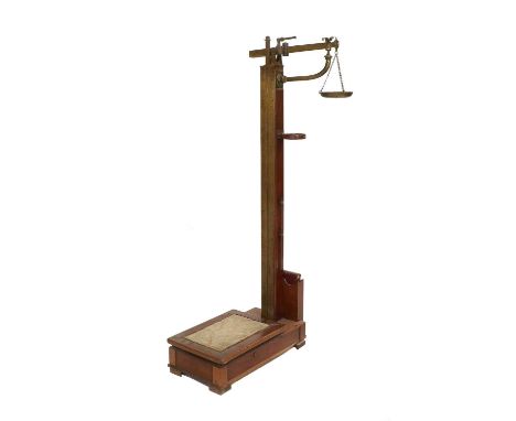 A Pair of Victorian Mahogany and Brass Weighing Scales, stamped Thornhill &amp; Co, New Bond Street, London, the balancing ar