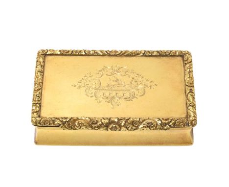 A George IV Irish Gold Freedom-Box,  Maker's Mark HF Incuse, Possibly For Henry Flavelle, Dublin, 1826, 18ct oblong, the hing