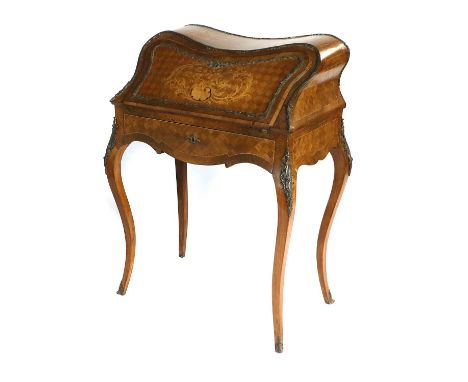 A French Louis XV-Style Rosewood, Parquetry and Marquetry-Inlaid Bureau en Pente, late 19th century, with gilt-metal mounts, 