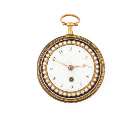 A Gold Enamel and Split Pearl Set Verge Consular Cased Pocket Watch, signed Rundell &amp; Bridge, London, circa 1800, single 
