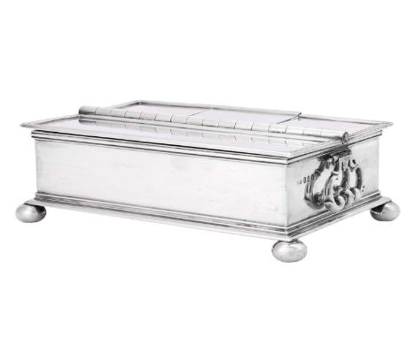 A George V Silver Treasury-Inkstand,  by Lionel Alfred Crichton, London, 1934, Britannia Standard, Retailed by Crichton Bros.