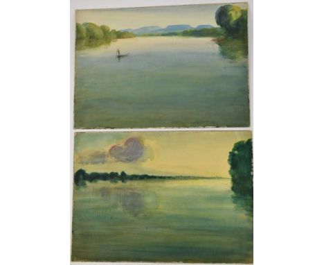 *Gerald Spencer Pryse (1882-1956) two watercolours - River landscapes, the first with mountain range and the second an approa