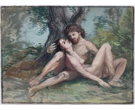 David Hill (1914-1977), egg tempera on board, Classical figures, 23 x 61cm, together with a similar work on panel, 30 x 38cm.