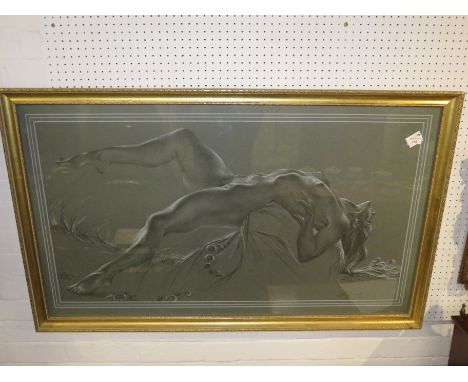 After Anthony Brandt, print, study of a reclining nude 'Ecstasy', 3rd edition number 334, (63cm x 110cm) framed and glazed *A