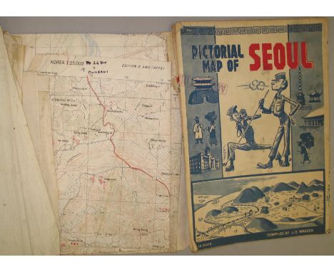 [KOREA WAR, etc.] "Pictorial Map of Seoul" and other military maps of the Korean War (incl. some manuscript tactical notation