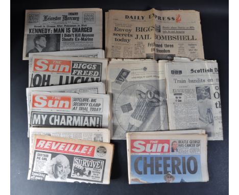 The Great Train Robbery - a collection of original vintage 1960s &amp; 1980s newspapers relating to the robbery and / or Ronn