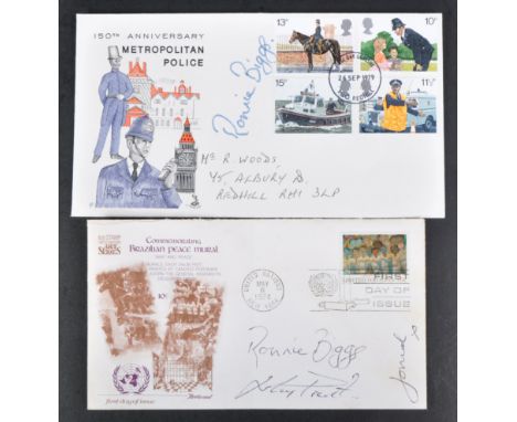 The Great Train Robbery - Ronnie Biggs (1929-2013) - two autographed FDCs / First Day Covers '150th Anniversary Of The Metrop