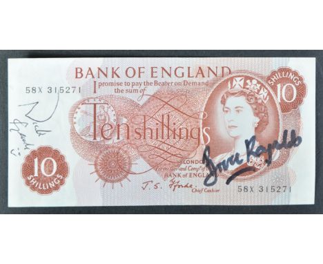 The Great Train Robbery - Bruce Reynolds (1931-2013) - original 10 Shillings Bank Of England bank note, signed by Reynolds in