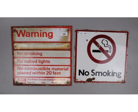2 enamel No Smoking signs 