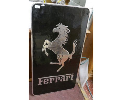 Large metal Ferrari sign - Approx size: 56cm x 100cm 