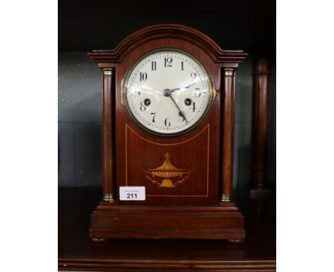 Enamel face inlaid mantel clock 