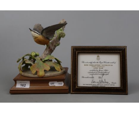 Royal Worcester Red Breasted Nuthatch figure A/F with COA