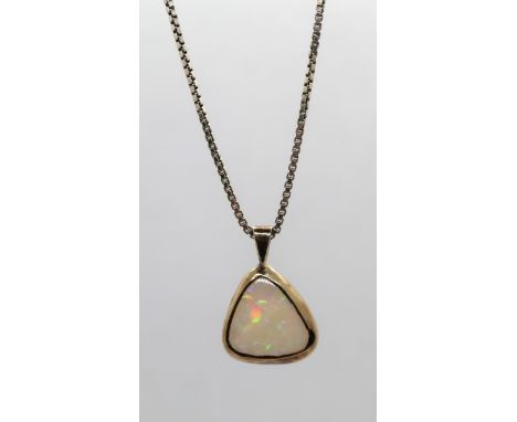 Silver opal set pendent on silver chain 