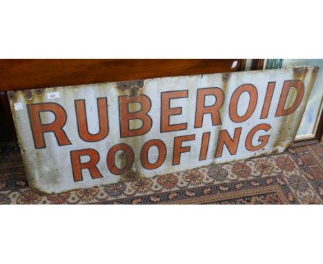 Vintage enamel sign - Rubberoid Roofing - Approx size: 122cm x 46cm 