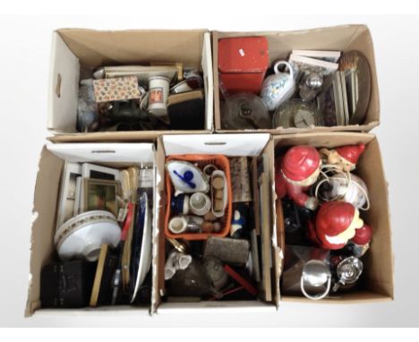 A large quantity of 20th century ceramics, metal lantern, glass etc (five boxes)