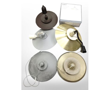 A group of contemporary Scandinavian pendant light fittings. (1 box)
