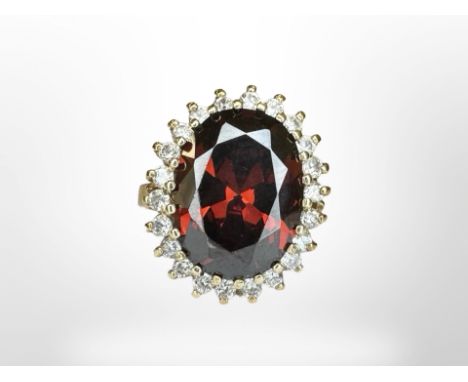 A 9ct gold synthetic garnet cluster ring, size Q CONDITION REPORT: 9.6g