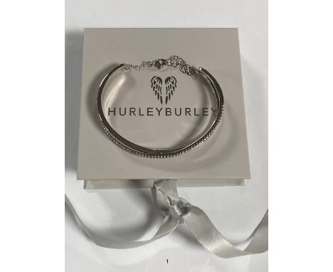A silver flat-link bracelet, length 19cm, together with a Hurley Burley bangle in box.