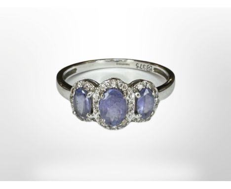 A 9ct white gold tanzanite cluster ring, size P CONDITION REPORT: 2.1g