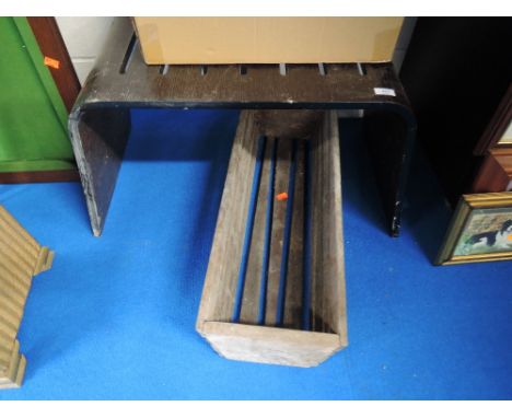 A vintage trough style planter holder and stool