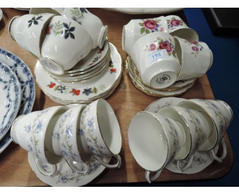 A selection of tea cups and saucers various names and styles