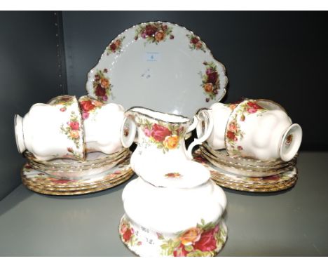 A part tea service by Royal Albert in the Old Country Roses pattern