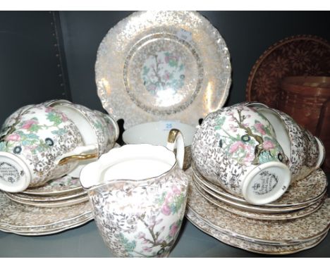 A part tea service with an Indian tree design